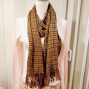 Pierre Cardin plaid acrylic Fringed Unisex  scarf